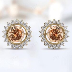Oregon Sunstone Earrings For Women 925 Sterling Silver Oregon Sunstone Stud Earrings Unique Halo Wedding Earrings Anniversary Gift For Her Oregon Sunstone Earrings For Women 925 Sterling Silver Oregon Sunstone Stud Earrings Unique Halo Wedding Earrings Anniversary Gift For Her