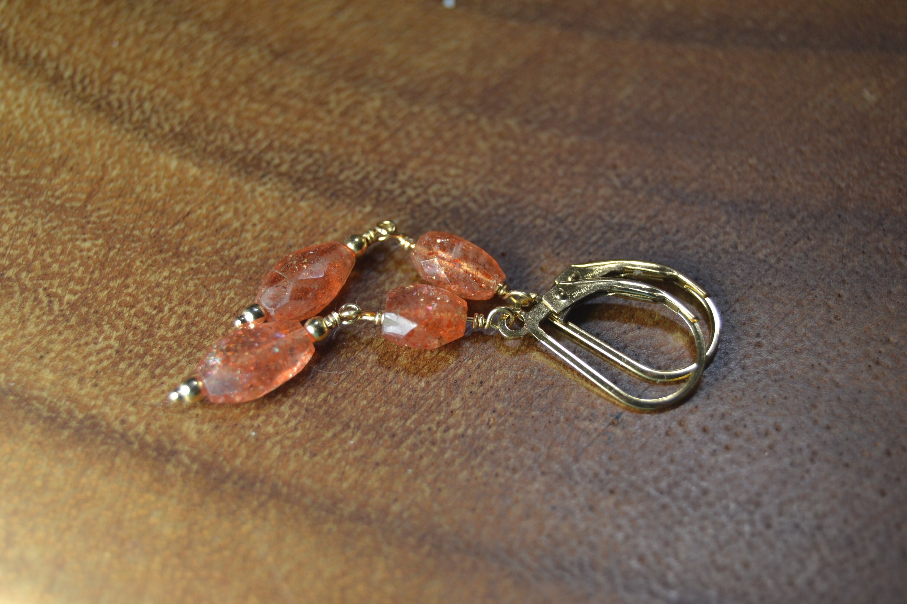 Oregon Sunstone Earrings In 14k Gold Fill, 14k Gold // Fall Earrings // Bohochic Sunstone // Genuine Sunstone // Healing Crystal Earrings