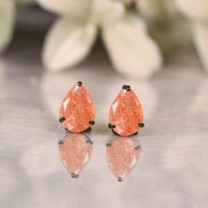 Pear Sunstone Earrings: Women's Stud, Birthstone earring, Sun Sitara stone earring, gift for her Pear Sunstone Earrings: Women's Stud, Birthstone earring, Sun Sitara stone earring, gift for her