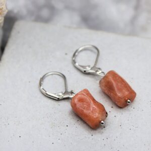 Real Sunstone Crystal Earrings: Silver Copper Jewelry Real Sunstone Crystal Earrings: Silver Copper Jewelry