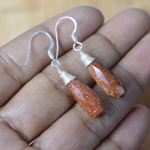Red Sunstone 925 Sterling Silver Gemstone Long Drop Earring Red Sunstone 925 Sterling Silver Gemstone Long Drop Earring