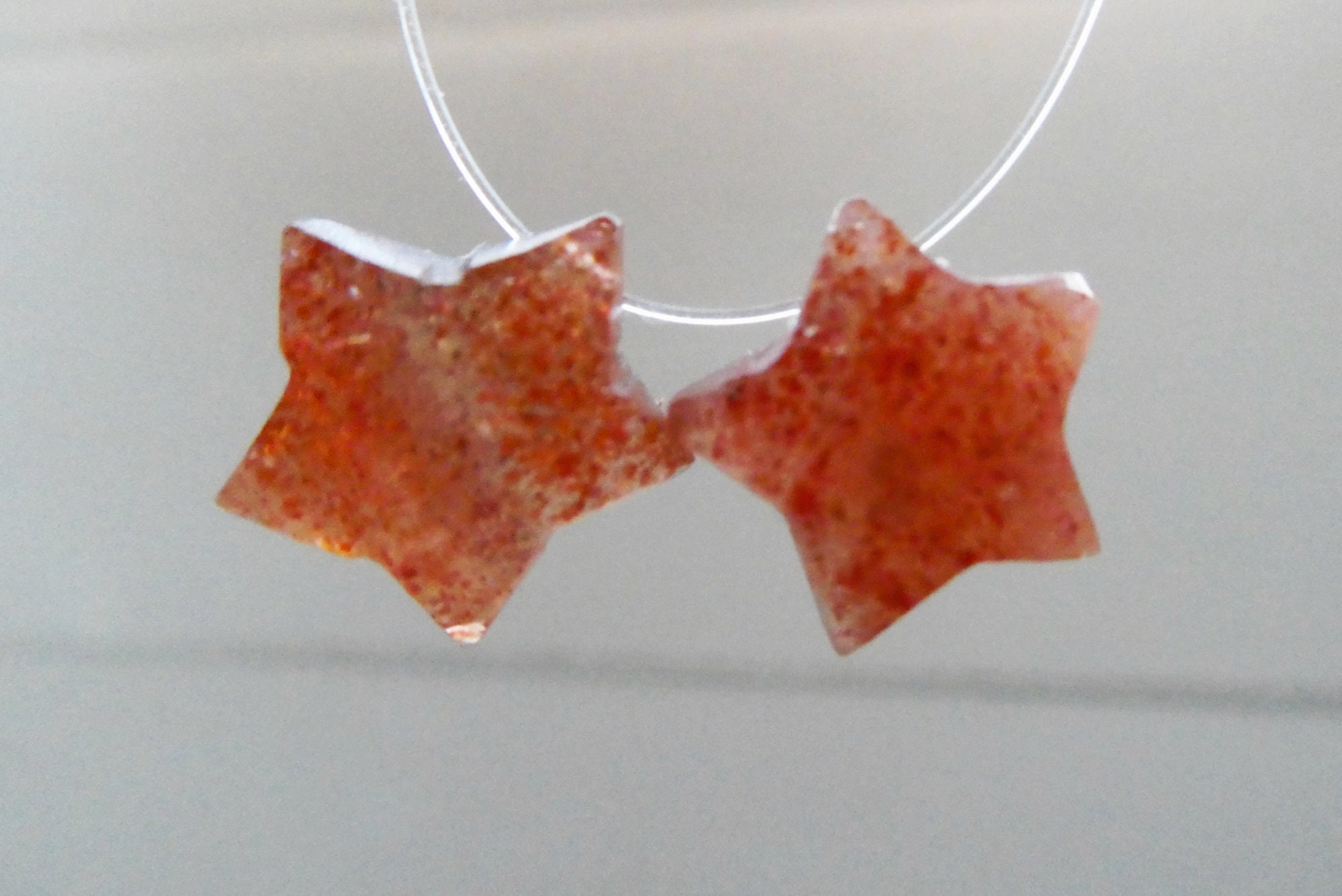 Sunstone Star Carved 10mm Natural Beads-2 Pcs Focal Celestial Gemstone -earrings Jewelry Making-craft Beads