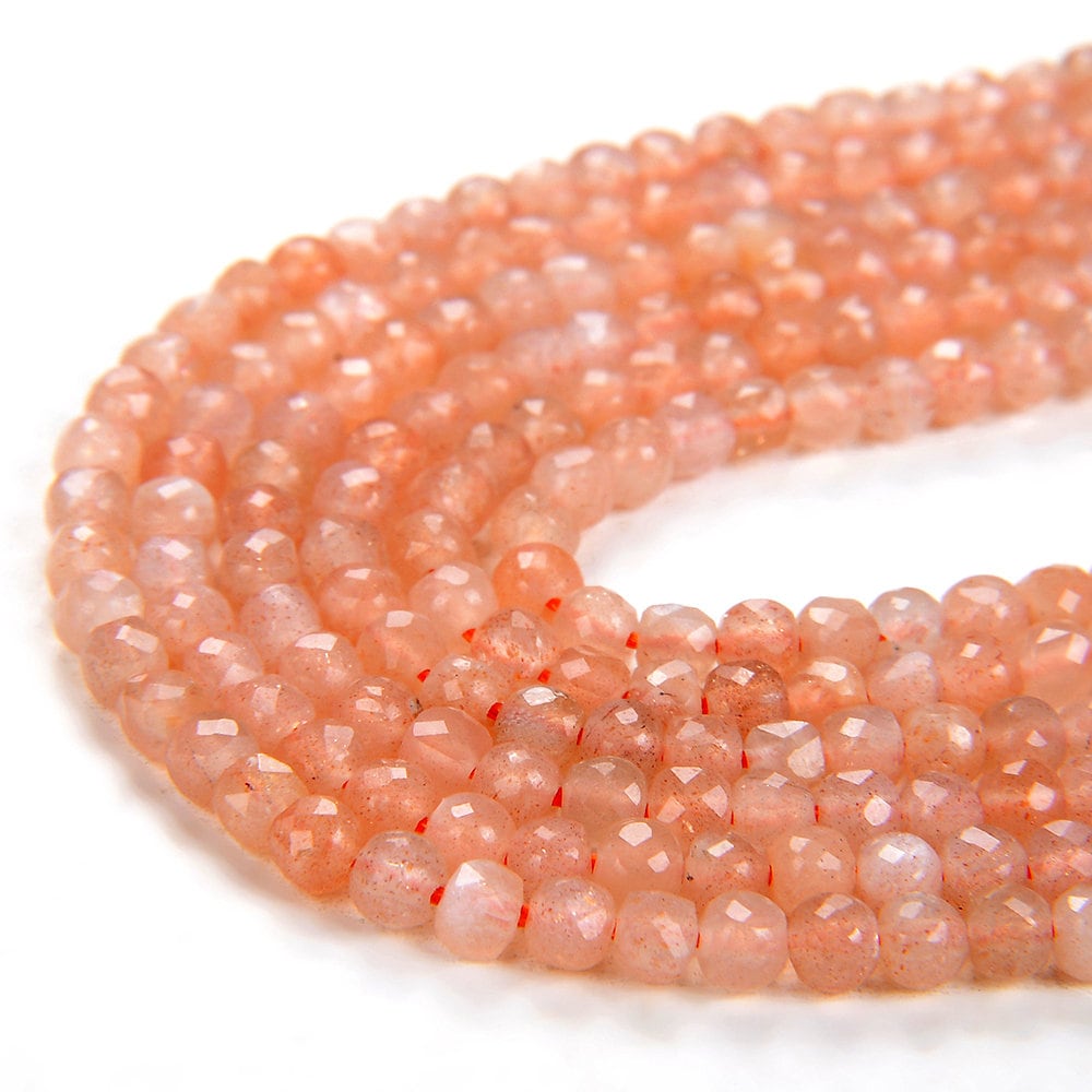 2mm Natural Sunstone Gemstone Grade Aa Micro Faceted Cube Loose Beads 15.5 Inch Full Strand (80008524-p8)