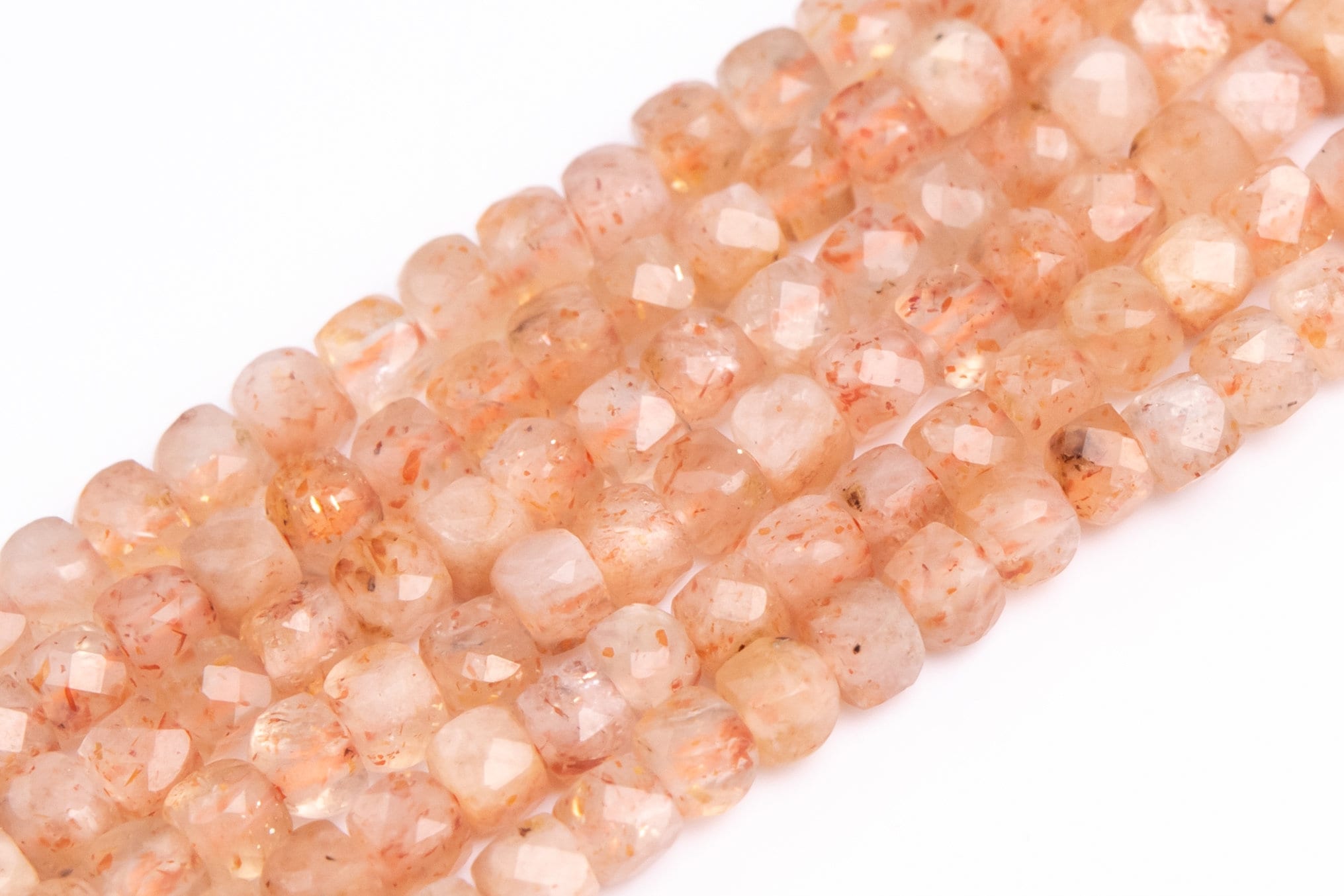 2x2mm Orange Sunstone Beads Faceted Cube Grade A Genuine Natural Gemstone Half Strand Loose Beads 15.5" Bulk Lot Options (117037-299)