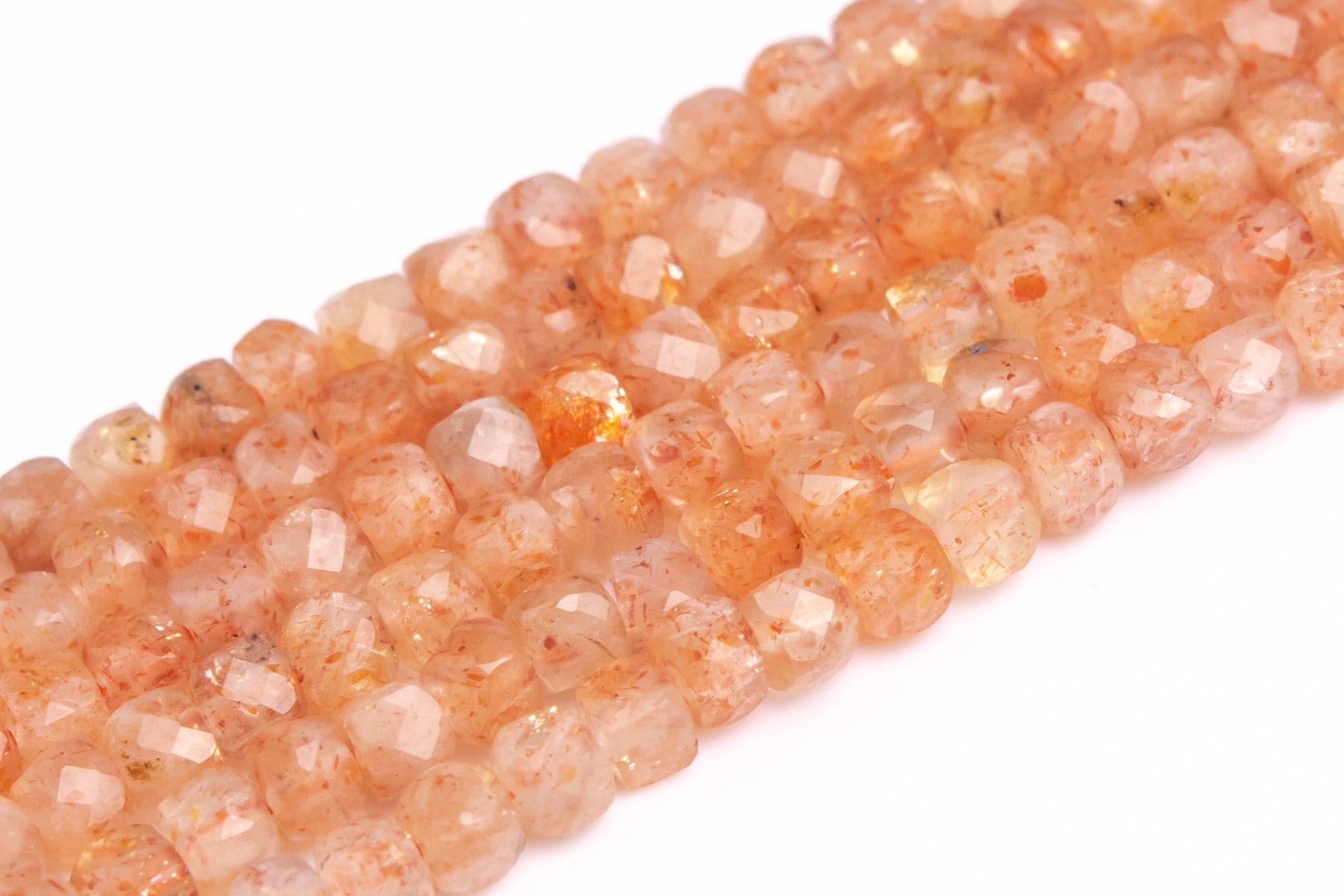 2x2mm Orange Sunstone Beads Faceted Cube Grade Aa Genuine Natural Gemstone Half Strand Loose Beads 15.5" Bulk Lot Options (117027-303)