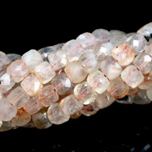 3-4mm Transparent Multicolor Sunstone Beads India Grade A Genuine Natural Faceted Cube Loose Beads 15"/7.5" Bulk Lot Options (113287)