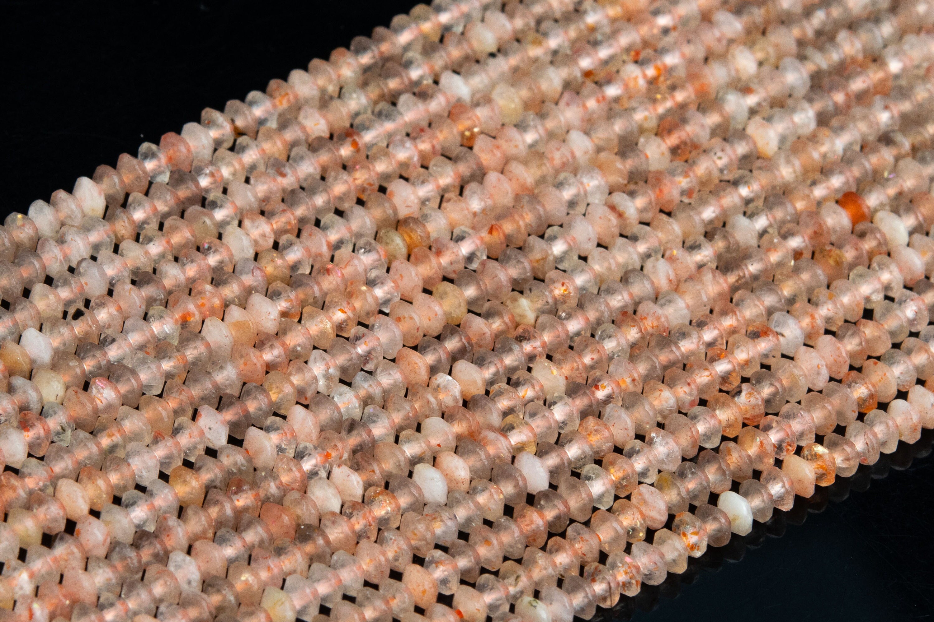 3x2mm Sunstone Beads Grade Aa Genuine Natural Gemstone Full Strand Faceted Rondelle Loose Beads 15" Bulk Lot Options (111769-3406)