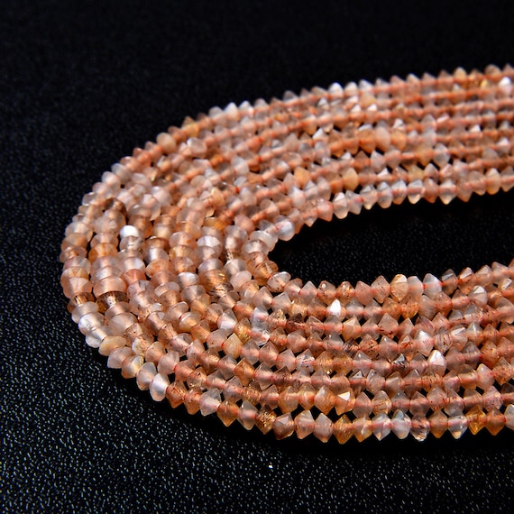 3x2mm Golden Sunstone Gemstone Grade Aaa Bicone Faceted Rondelle Saucer Loose Beads Bulk Lot 1,2,6,12 And 50 (p2)