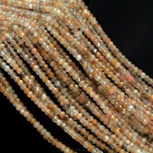 3x2mm Multi Color Sunstone Gemstone Grade Aaa Micro Faceted Rondelle Beads 15.5 Inch Full Strand Bulk Lot 1,2,6,12 And 50(80006542-a205)