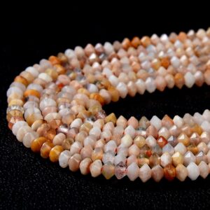 3x2mm Natural Sunstone Gemstone Grade A Bicone Faceted Rondelle Saucer Loose Beads 15 Inch Full Strand (80015381-p46)