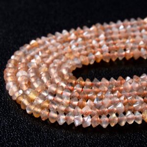 3x2mm Natural Rainbow Lattice Sunstone Gemstone Grade Aaa Bicone Faceted Rondelle Saucer Loose Beads 15.5 Inch Full Strand (80009459-p34)