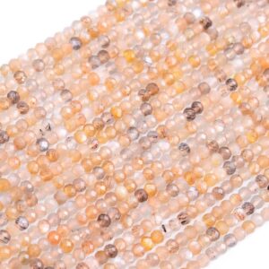 3x2mm Orange Sunstone Hematite Inclusions Grade Aa Genuine Natural Full Strand Faceted Rondelle Beads 15.5" Bulk Lot Options (117858-3981)