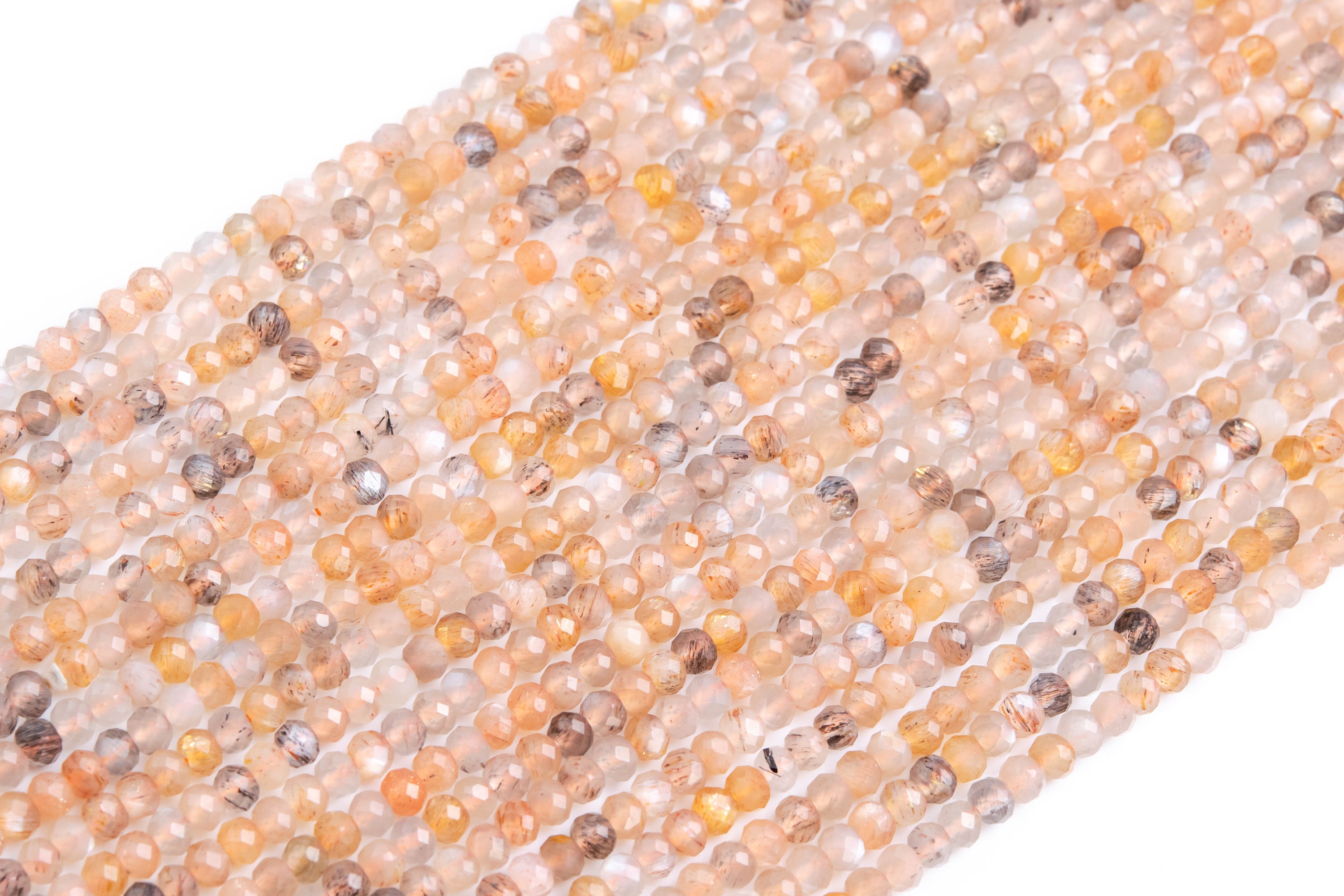 3x2mm Orange Sunstone Hematite Inclusions Grade Aa Genuine Natural Full Strand Faceted Rondelle Beads 15.5" Bulk Lot Options (117858-3981)