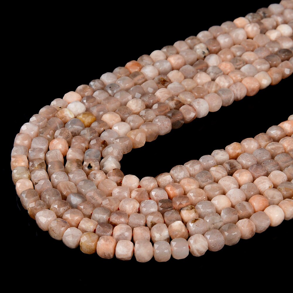 4mm Natural Sunstone Gemstone Grade Aa Micro Faceted Square Cube Loose Beads (p21) 4mm Natural Sunstone Gemstone Grade Aa Micro Faceted Square Cube Loose Beads (p21)