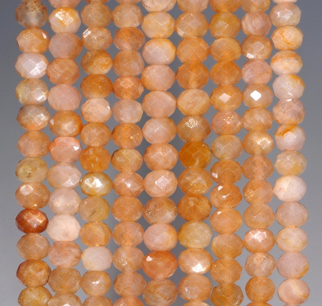 5.5x4mm Sunstone Gemstone Grade Aa Fine Faceted Cut Rondelle Loose Beads 7.5 Inch Half Strand (80001716-792)