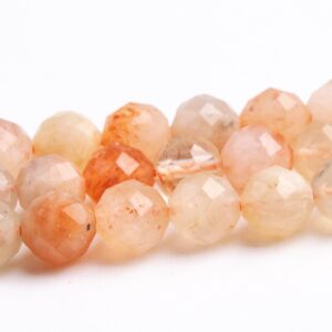 5-6mm Orange Sunstone Beads Grade A Genuine Natural Gemstone Faceted Round Loose Beads 15" / 7.5" Bulk Lot Options (118957)