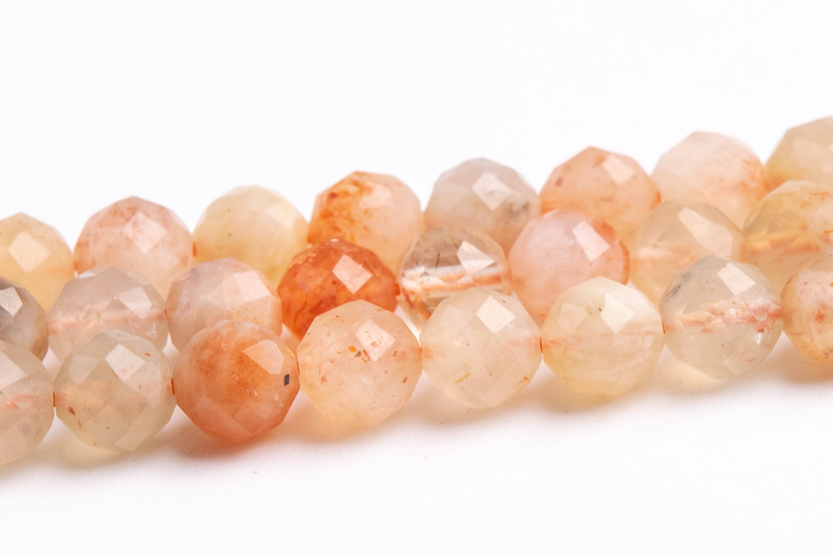 5-6mm Orange Sunstone Beads Grade A Genuine Natural Gemstone Faceted Round Loose Beads 15" / 7.5" Bulk Lot Options (118957)
