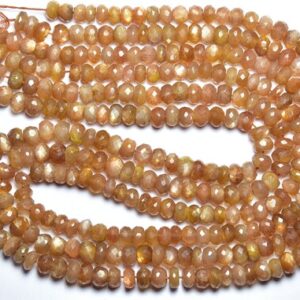 8 Inches - Beautiful Natural Faceted Sunstone Rondelle - Size Is 5.5-6 Mm #1609