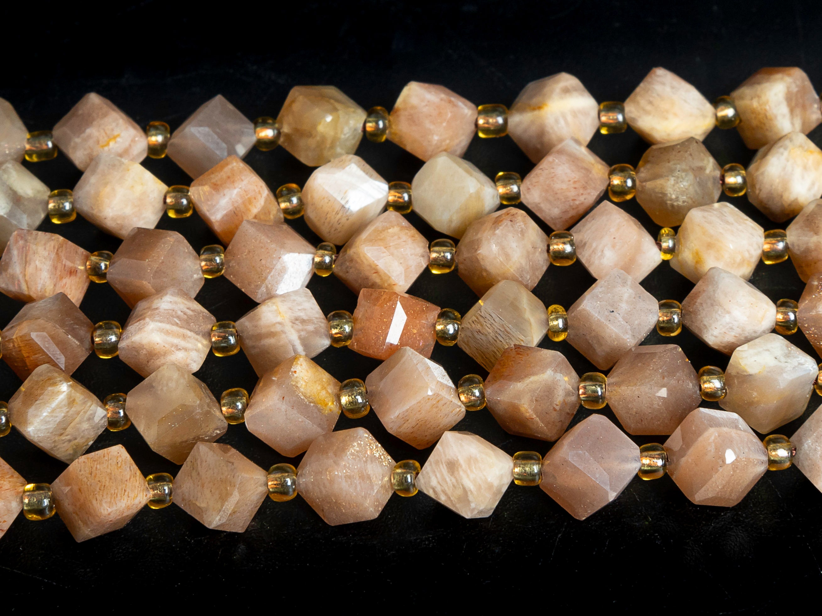 8mm Brown Sunstone Beads Grade Aa Gemstone Faceted Cube Loose Beads 15" Bulk Lot Options 15"/7.5" Bulk Lot Options