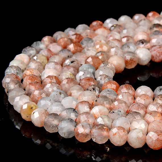 Natural Arusha Rainbow Lattice Sunstone Gemstone Grade Aa Micro Faceted Round 5mm 6mm Loose Beads Bulk Lot 1,2,6,12 And 50 (p98)
