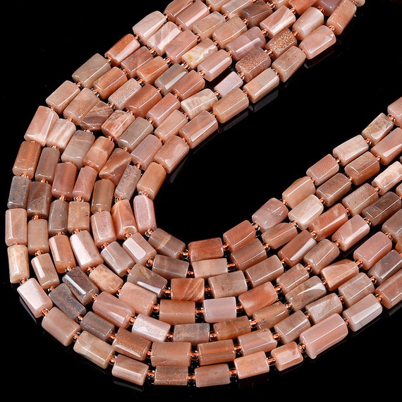 Natural Sunstone Gemstone 12x8mm Faceted Cylinder Round Tube Loose Beadsbulk Lot 1,2,6,12 And 50 (d464)
