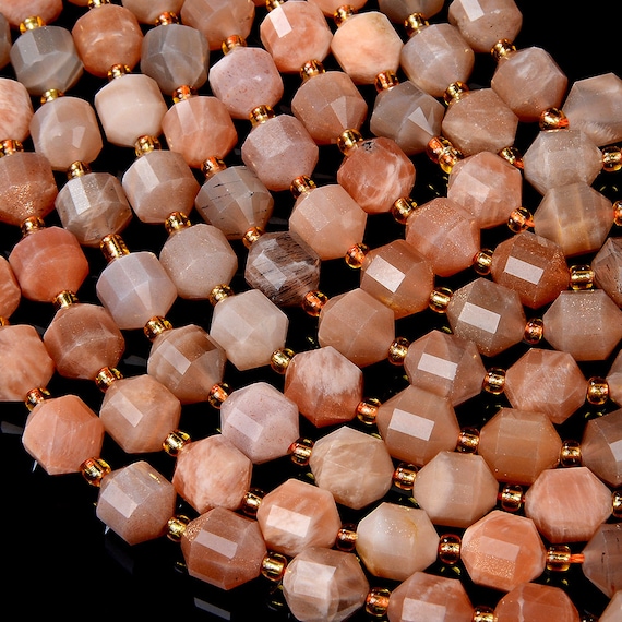 Natural Sunstone Gemstone Grade Aaa Faceted Prism Double Point Cut 8mm 10mm Loose Beads Bulk Lot 1,2,6,12 And 50 (d28)