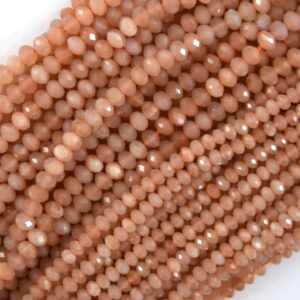 Natural Faceted Orange Sunstone Rondelle Button Beads 15.5" Strand 3mm 4mm