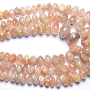 Sunstone Rondelle Beads - 8 Inches - Beautiful Natural Faceted Sunstone Rondelle - Size Is 7 - 10 Mm #940