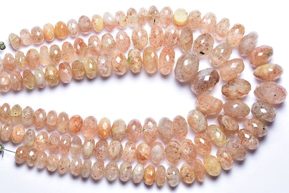 Sunstone Rondelle Beads - 8 Inches - Beautiful Natural Faceted Sunstone Rondelle - Size Is 7 - 10 Mm #940