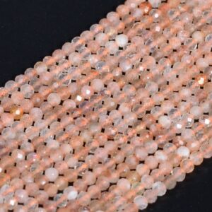 Sale 2mm Sunstone Beads India Grade Aa Genuine Natural Gemstone Full Strand Faceted Round Loose Beads 15" Bulk Lot Options (107785-2530)
