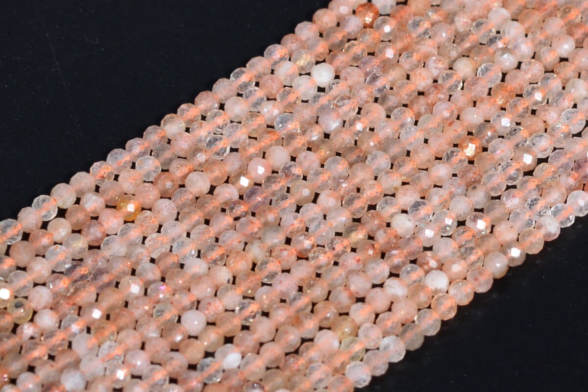 Sale 2mm Sunstone Beads India Grade Aa Genuine Natural Gemstone Full Strand Faceted Round Loose Beads 15" Bulk Lot Options (107785-2530)