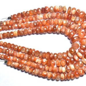 Shimmer Sunstone Rondelle Beads - 8 Inches - Natural Beautiful Faceted Sunstone Rondelle Strand - Size Is 4.5 -8 Mm #695