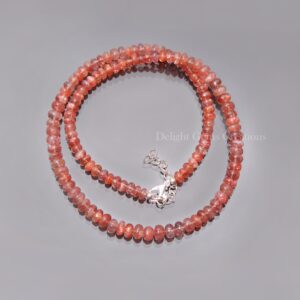 AAA++ Natural Sunstone Beaded Necklace- 5mm-6.5mm Sunstone Smooth Rondelle Beads Necklace, Women's Necklace, Sunstone Beaded Jewelry, Gift