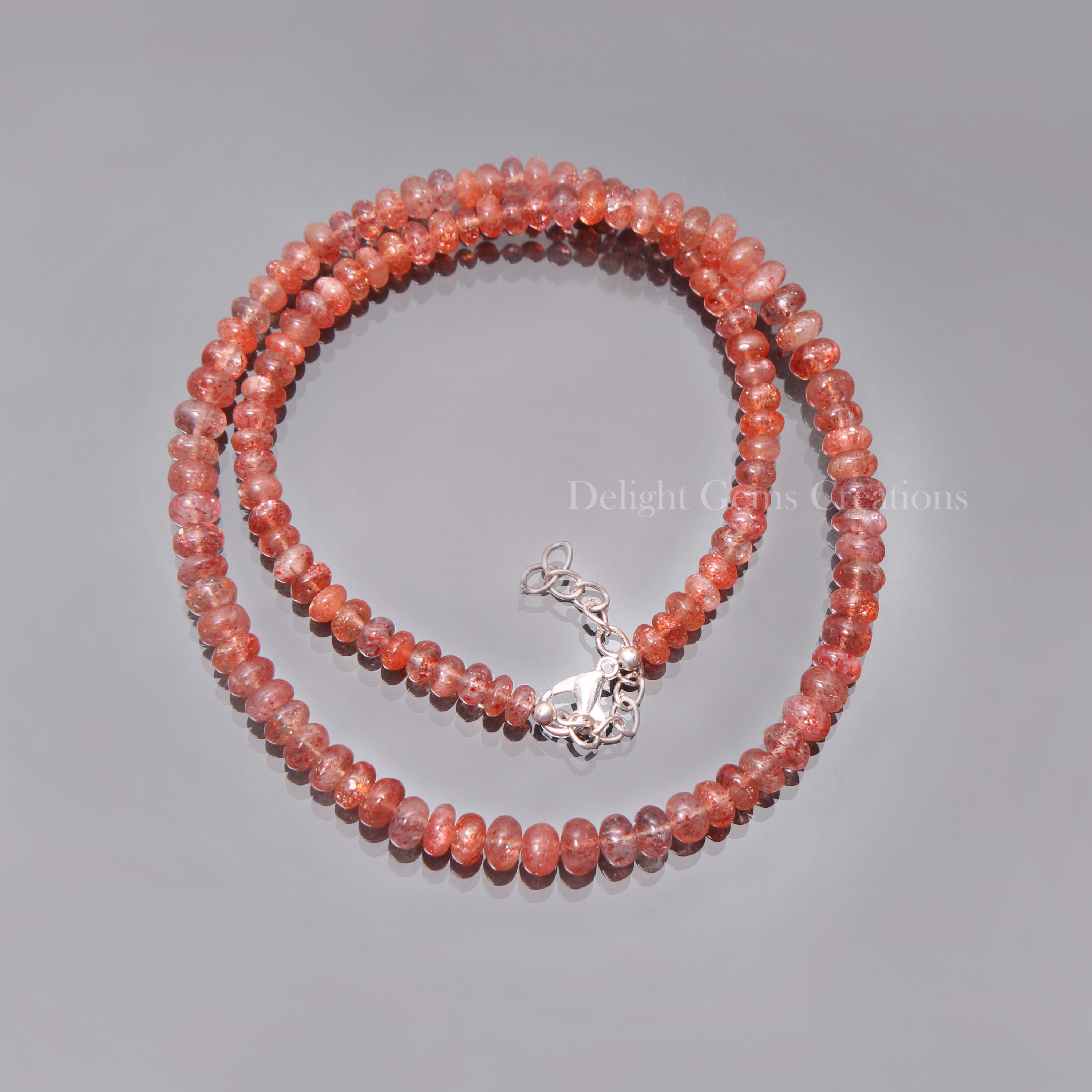 Aaa++ Natural Sunstone Beaded Necklace- 5mm-6.5mm Sunstone Smooth Rondelle Beads Necklace, Women's Necklace, Sunstone Beaded Jewelry, Gift Aaa++ Natural Sunstone Beaded Necklace- 5mm-6.5mm Sunstone Smooth Rondelle Beads Necklace, Women's Necklace, Sunstone Beaded Jewelry, Gift