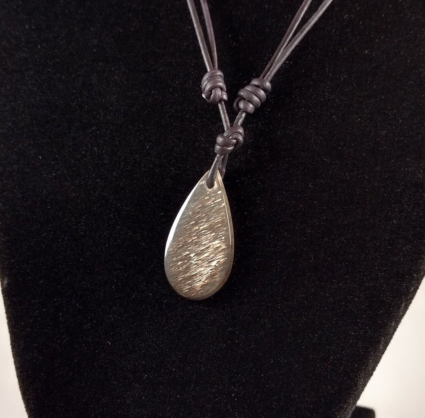 Sunstone Adjustable Leather Necklace Handmade By Chris Hay
