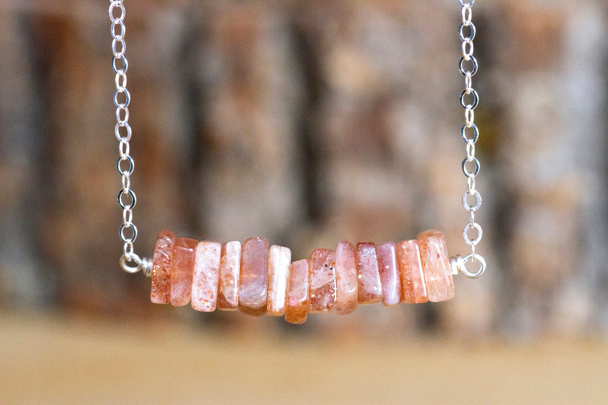 Sunstone Bar Necklace - Sunstone Stone Necklace - Sunstone Jewelry - Crystal Necklace For Her - Wife Gift For Her Sunstone Bar Necklace - Sunstone Stone Necklace - Sunstone Jewelry - Crystal Necklace For Her - Wife Gift For Her
