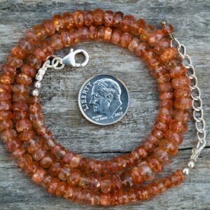 Sunstone Bead Necklace: Micro Faceted Rondelle, Sterling Silver Clasp