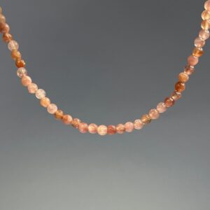 Sunstone Crystal Choker: Sterling Silver Beaded Necklace, Adjustable Length