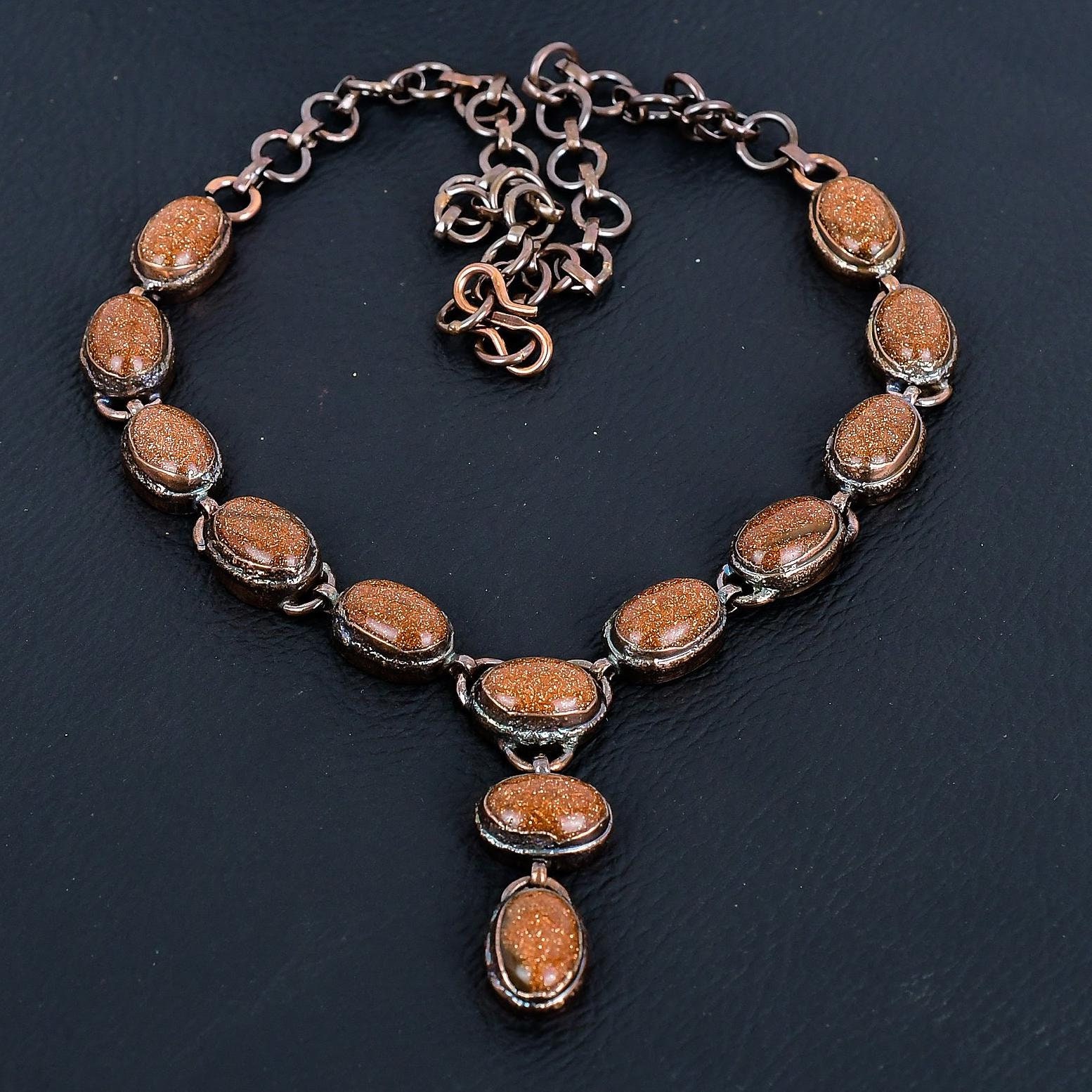 Sunstone Necklace, Electroformed Copper Necklace, Charm Necklace, Adjustable Chain Necklace, Handmade Gifts For Friends And Family Members