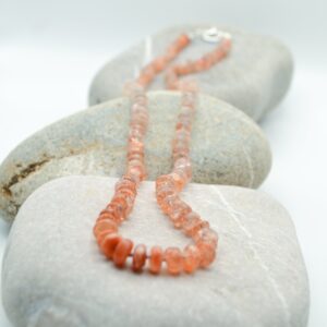 Hand Knotted Sunstone Necklace: Silk Thread Gemstone Bead Necklace