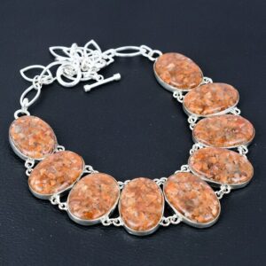Handmade Sunstone Necklace: Oval Gemstone, 925 Sterling Silver, Adjustable Chain