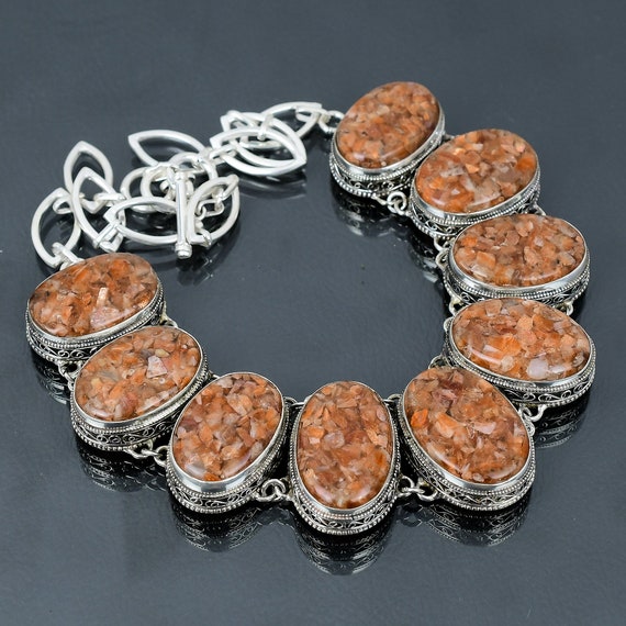 Handmade Sunstone Necklace: Oval Gemstone, 925 Sterling Silver, Adjustable