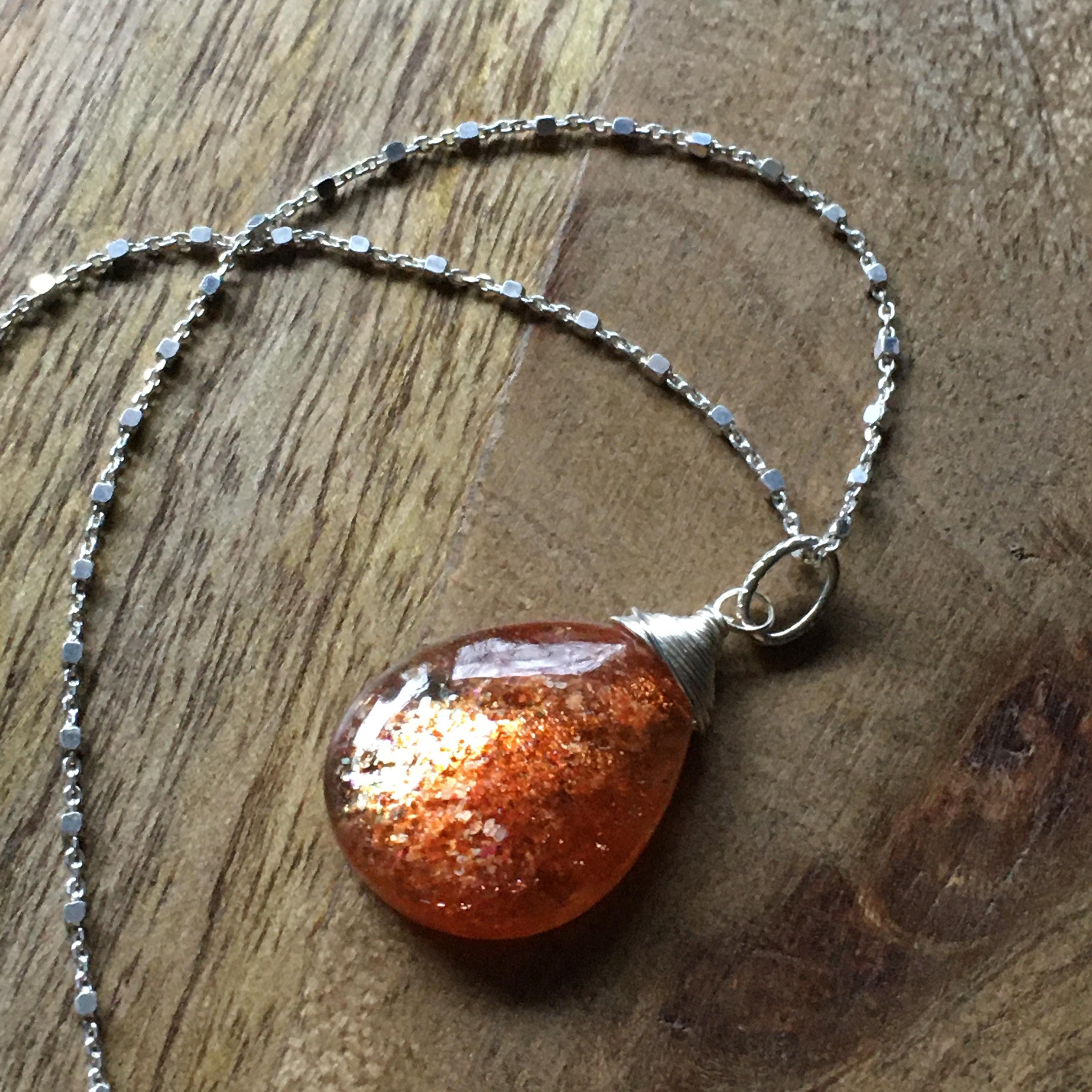 Large Sunstone Gemstone Necklace