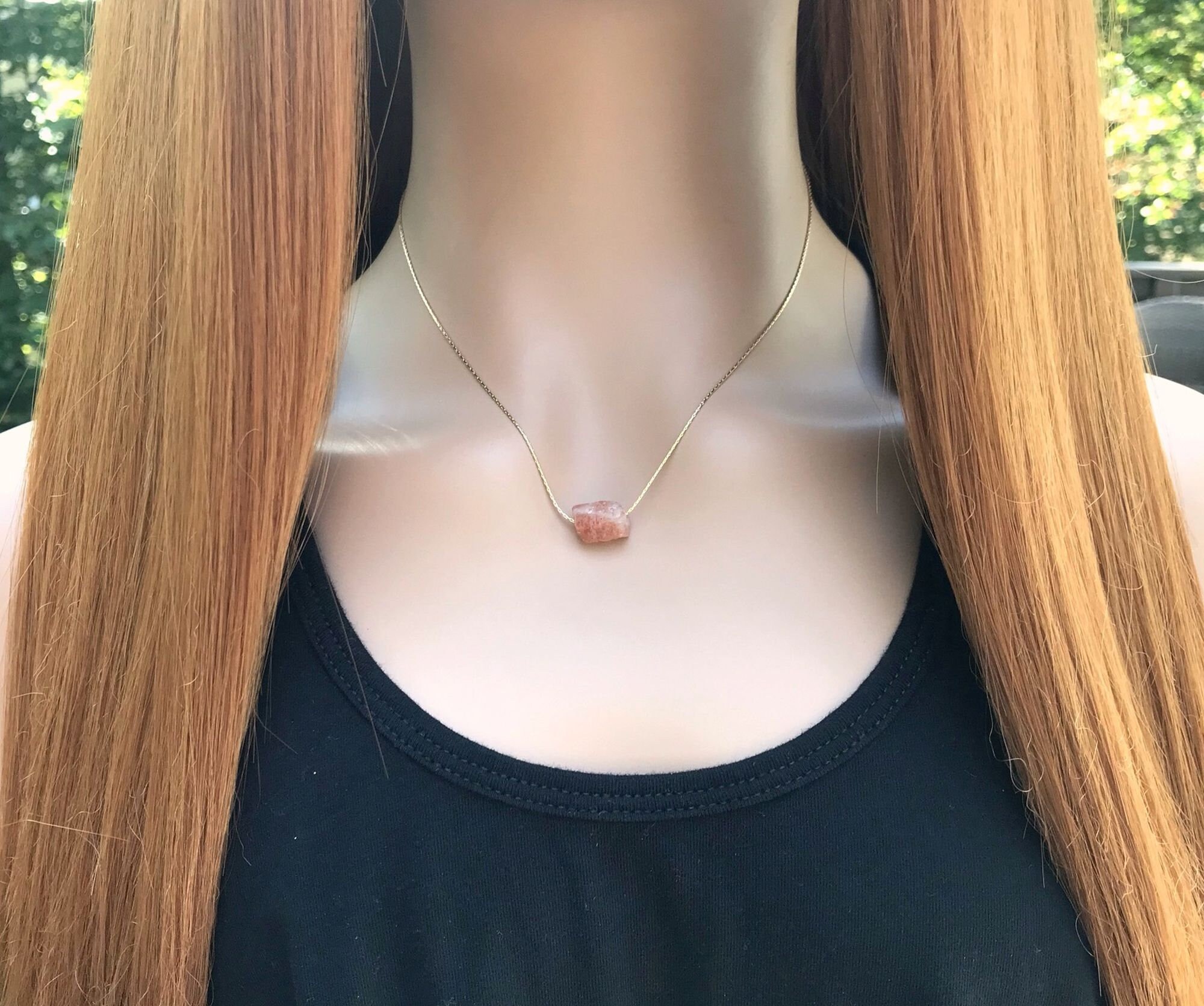 Minimalist Sunstone Crystal Necklace - Elegant Gift For Her