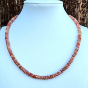 Mystic Sunstone Gemstone Choker Necklace Sterling Silver, 16 Inch Necklace, Pretty Dainty Orange Summer Gemstone Necklace, Sunstone Jewelry
