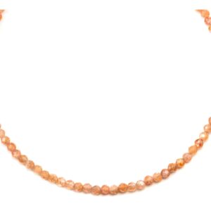 Sunstone Necklace Natural Shimmery Peach Solid Strand Dainty Small Sterling Silver 14k Gold Filled Micro Faceted 19 20 Inches Simple