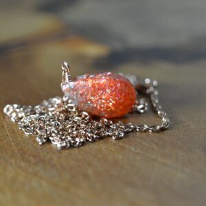 Oregon Sunstone Necklace In 14k Gold, 14k Rose Gold // Rainbow Sunstone // Solar Plexus Chakra // Crystal Necklace // Sunstone Briolette