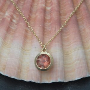 Oregon Sunstone Necklace In 18k Gold, Peach Gemstone Necklace, Gift For Her