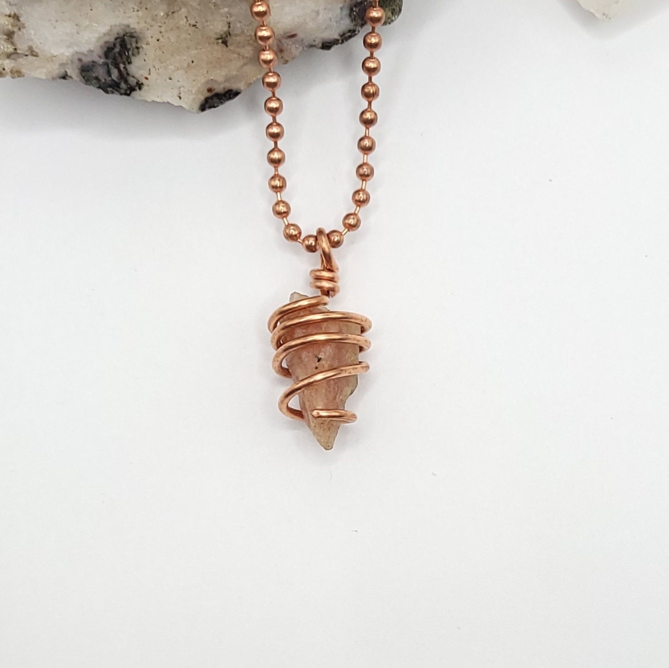 Raw Sunstone Necklace - Crystal Of Joy, Confidence & Abundance, Copper Wire Wrapped Solar Plexus Energy Jewelry