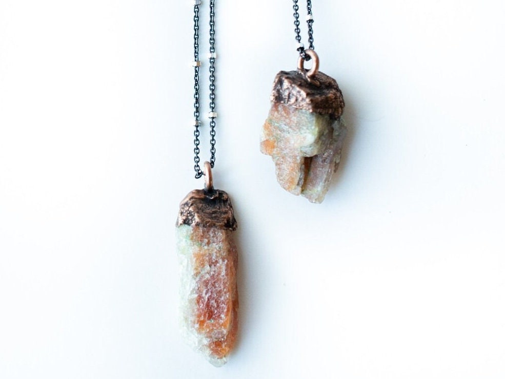 Raw Sunstone Necklace | Sunstone Necklace | Raw Mineral Jewelry | Organic Stone Jewelry | Raw Sunstone Jewelry